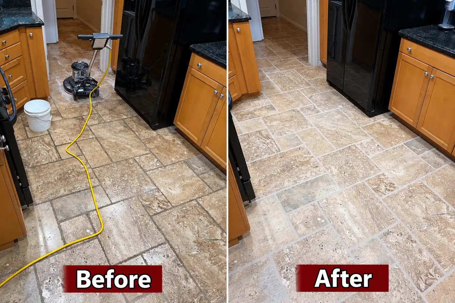 Another kitchen floor before and after