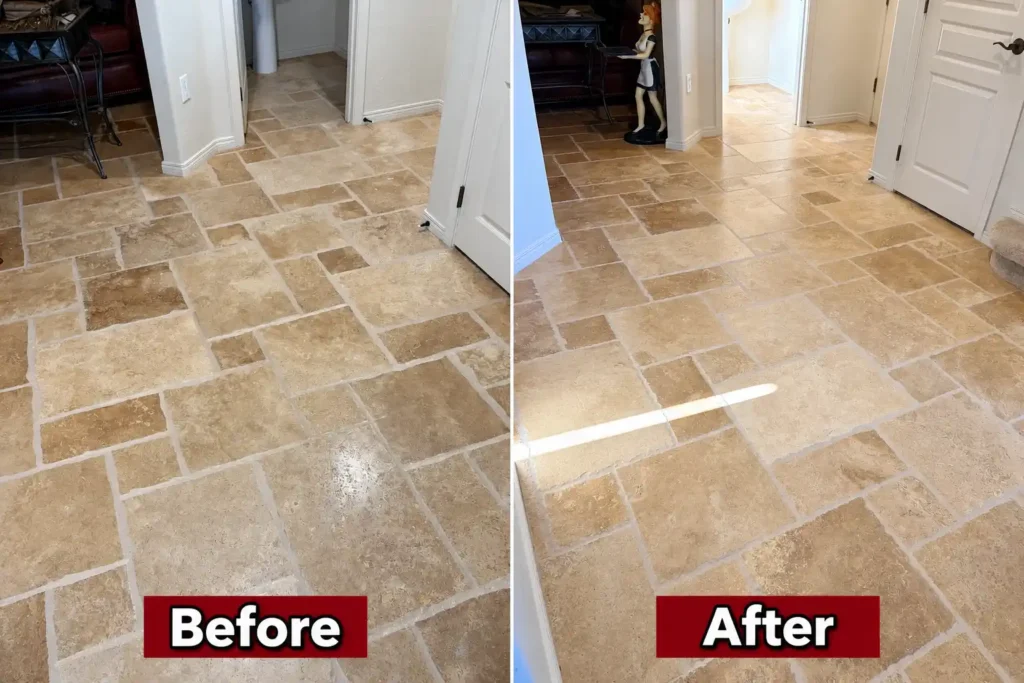 Hallway before and after
